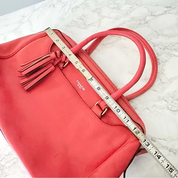 6. Coach Legacy Haley Satchel Leather Boston Bag Bright Soft Red Fringe Tassle - Picture 15 of 15